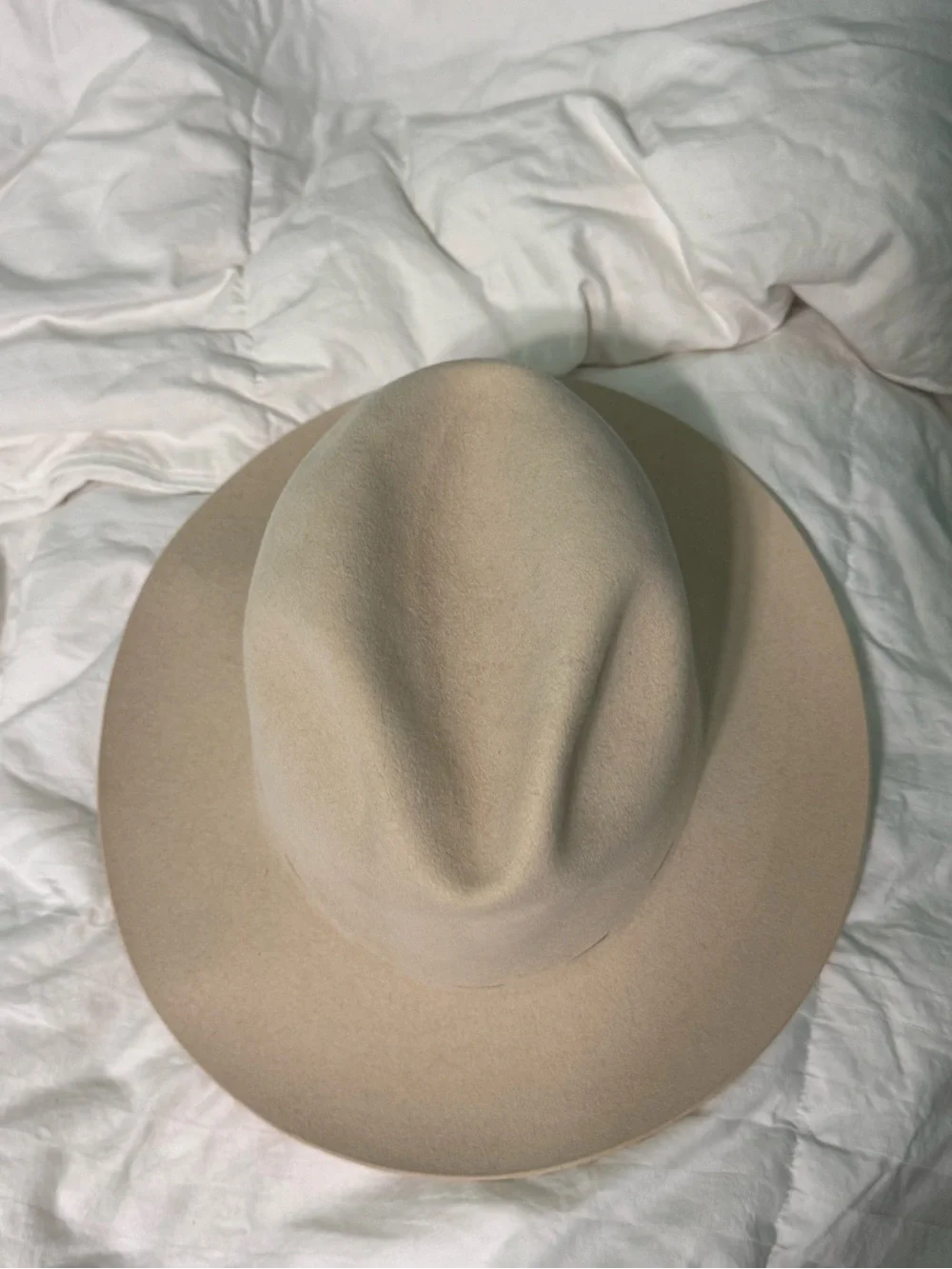 Noah Marion Tear Drop Braver Hat Fedora Flat Brim in Sahara Beige